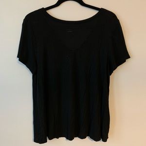 Mossimo Loose Black Tee with Mesh Low-V Neck